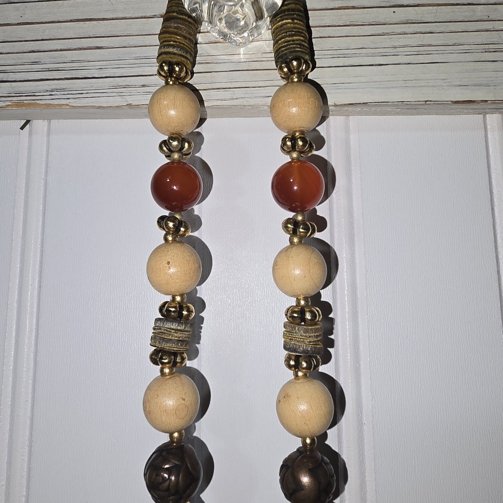 Carol Dauplaise Pendant Necklace Gold Medallion Mixed Media Boho Colorful Vtg - Picture 8 of 8